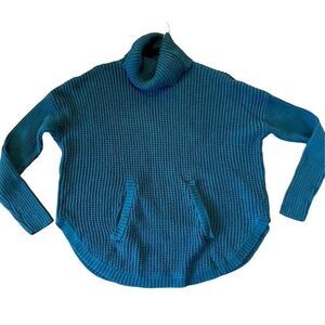 Michael Michael kors green chunky knit cowl neck pocket front sweater